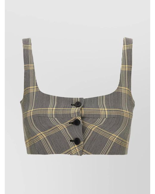 Marni Gray Cropped Checked Top