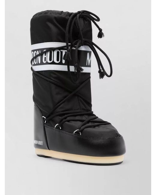 Moon Boot Black Nylon Logo Print Snow Boots for men