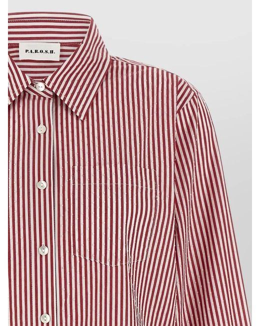 P.A.R.O.S.H. Pink Cashine Shirt Straight Cut Long Sleeves Chest Pocket