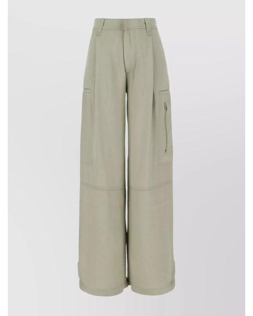 AMI Natural Wide-Leg Pleated Trousers