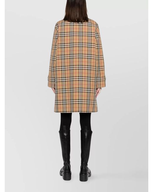 Burberry Natural Cotton Checked Single-Breasted Coat