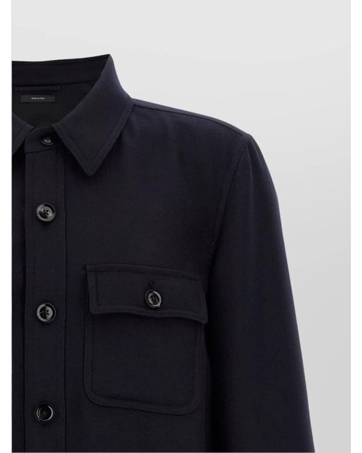 Tom Ford Blue Silk Blend Overshirt for men
