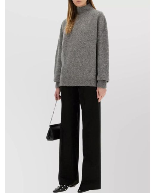 PT Torino Gray High Waist Wide Leg Trousers With Belt Loops