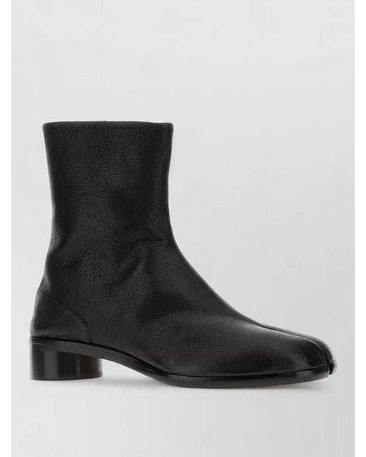 Maison Margiela Black Leather Tabi Ankle Boots Block Heel for men