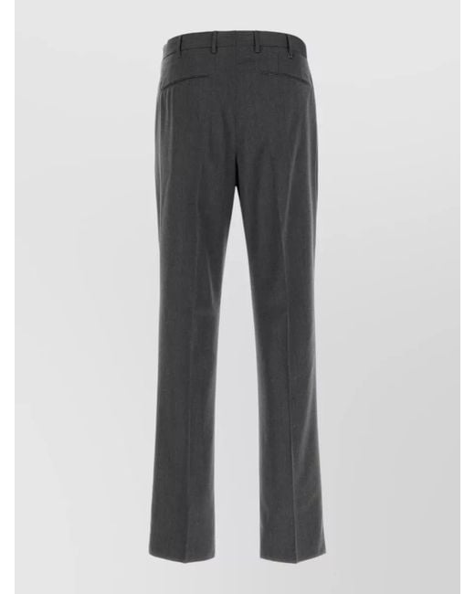 PT Torino Gray Stretch Wool Tailored Suit Pant Flat Front for men