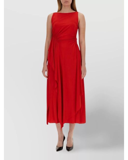 Lanvin Red Draped Midi Dress