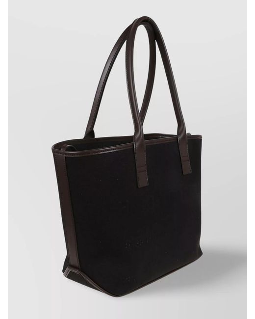 Hogan Black Small Canvas And Leather Tote Bag