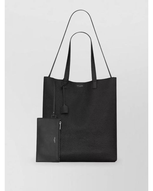 Saint Laurent Black Ysl Bv Shop Tote Textured Leather for men