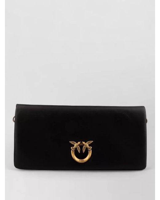 Pinko Black Love Bag Click Medium Leather Crossbody Bag