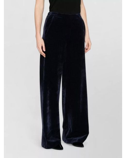 Forte_forte Blue High Waist Velvet Wide Leg Trousers