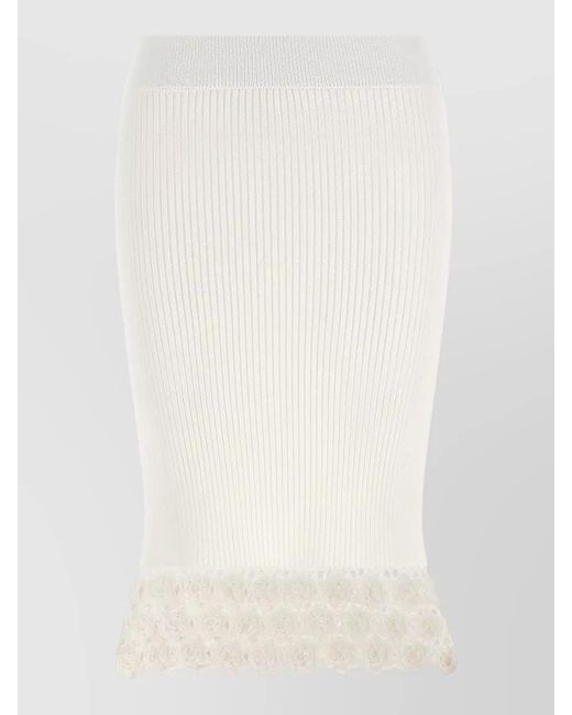 Ganni White Crochet Midi Skirt