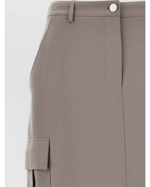 Theory Gray High Waist Cargo Midi Skirt Belt Loops