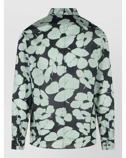 Dries Van Noten Green Corbino Cotton Shirt Long Sleeves Floral for men