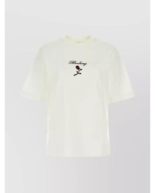 Burberry White Cotton Crew Neck T-Shirt