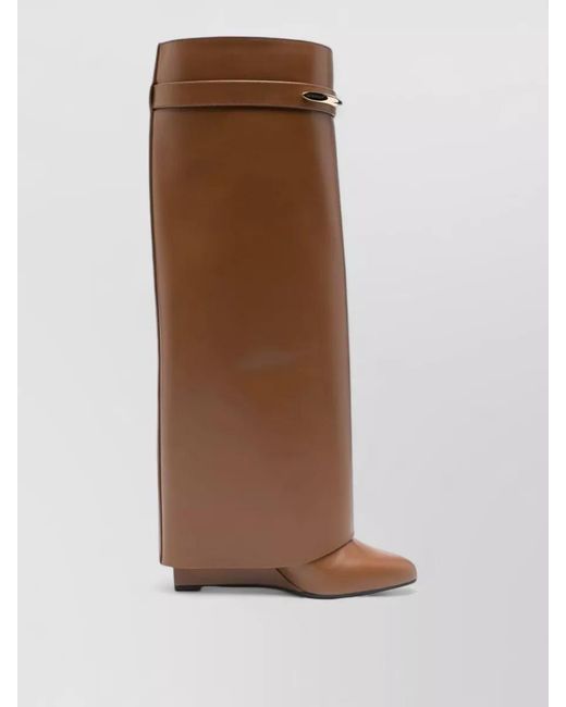 Givenchy Brown Leather Pointed-Toe Wedge Ankle Boots