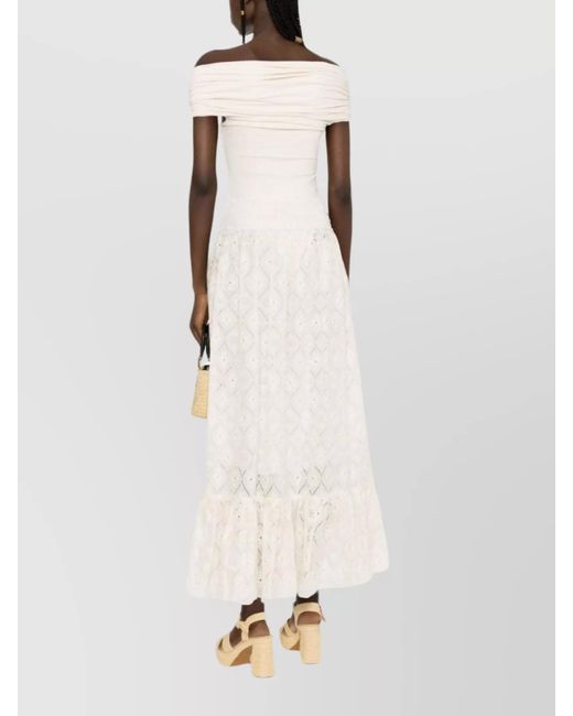 Gucci White Embroidered Calf-Length Skirt