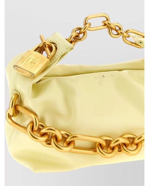 Balmain Metallic Sync Mini Leather Shoulder Bag