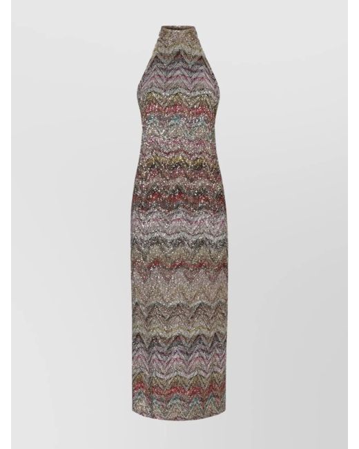 Missoni White Halter Neck Mini Dress With Open Back