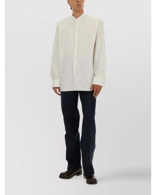 Dries Van Noten White Striped Cotton Shirt for men