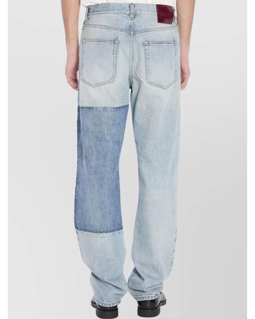 Gucci Blue Denim Patchwork Straight-Leg Jeans for men