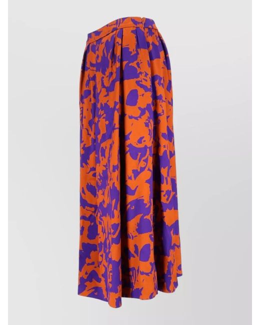 Dries Van Noten Red Midi Pleated Skirt
