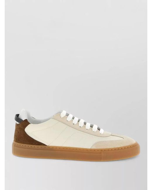 Brunello Cucinelli White Leather Low-Top Sneakers