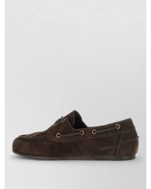 Sebago Brown Suede Moc Toe Loafers Eyelet Detail for men