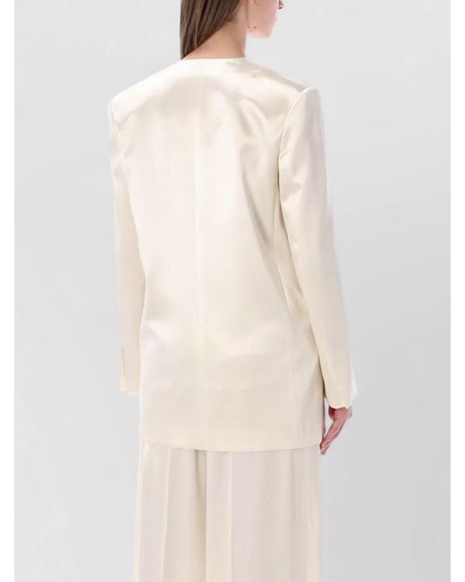 Alberta Ferretti Natural Satin Double-Breasted Blazer