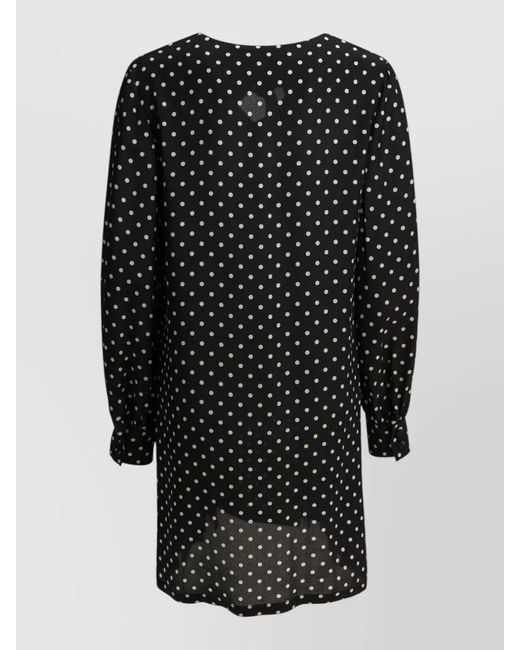 Valentino Black Long Sleeve Flared Dress Knee Length Dots