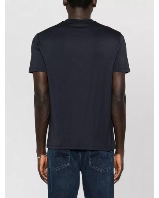 Emporio Armani Black Silk-Blend Logo-Detail Short-Sleeve T-Shirt for men