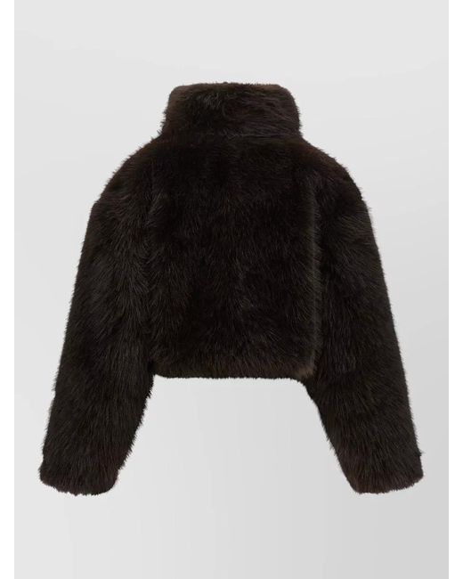 ROTATE BIRGER CHRISTENSEN Black Short Faux Fur Jacket
