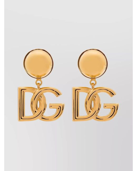 Dolce & Gabbana Metallic Brass Logo Clip-On Earrings