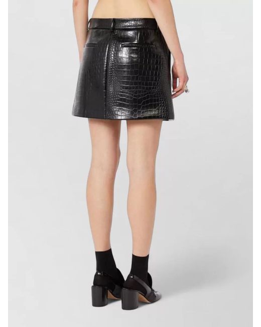 Sportmax Black Crocodile Effect Patent Leather Mini Skirt