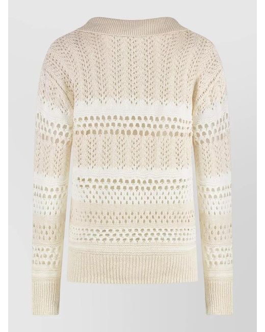Pinko Natural Gorzano Linen Cotton V Neck Sweater