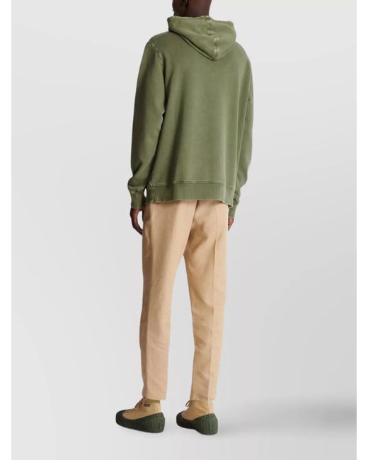 Balmain Green Organic Cotton Embroidered Hoodie for men