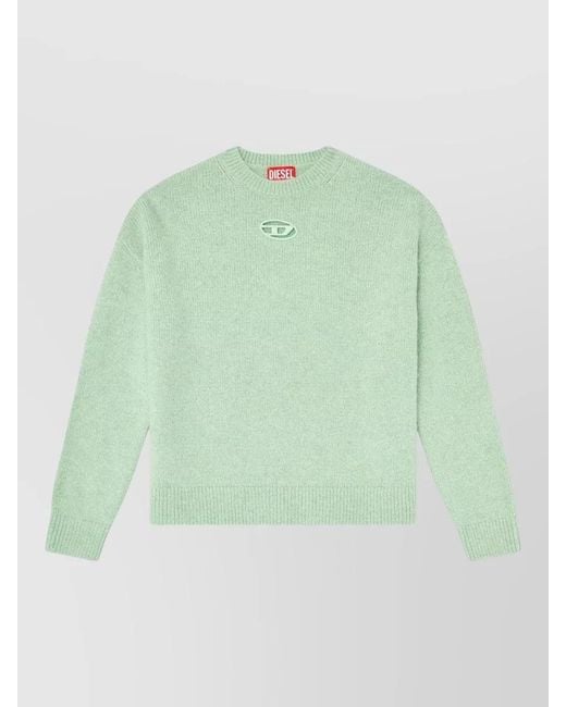 DIESEL Green Areeta Knit Crew Neck Top Long Sleeves