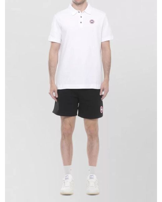 Canada Goose White Cotton Polo Shirt Short Sleeves Three Buttons for men