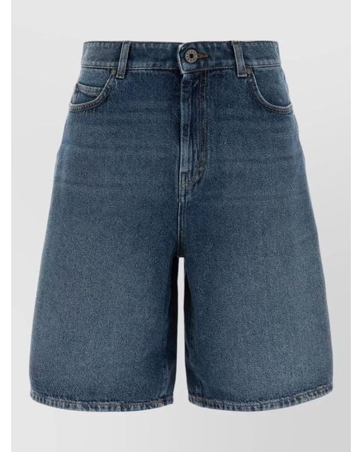 Weekend by Maxmara Blue Donnola High Waist Denim Bermuda Shorts