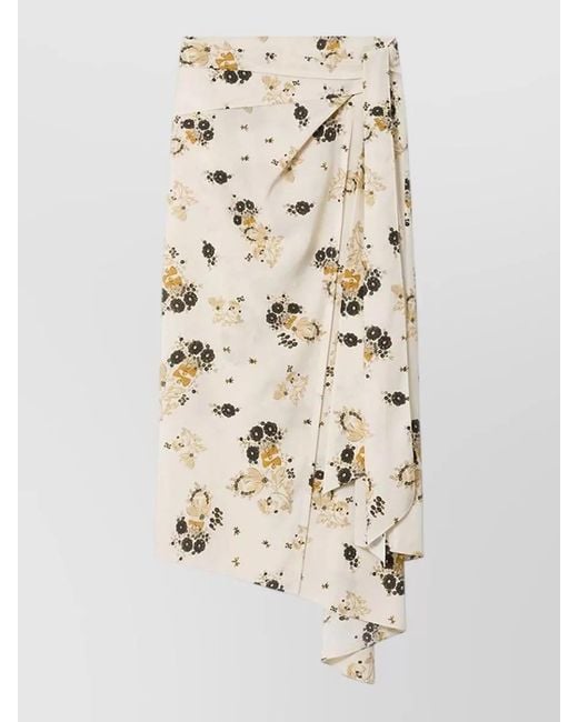 Isabel Marant Natural Faniry Asymmetric Wrap Midi Dress Tie Waist