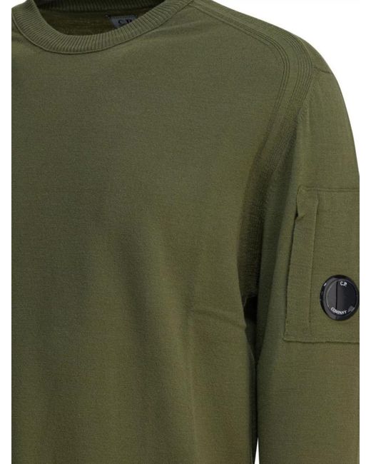 C P Company Green Wool Crewneck Jumper for men