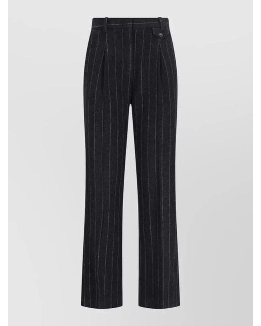 THE GARMENT Blue Tailored Straight Pants Belt Loops Back Pocket Pinstripes