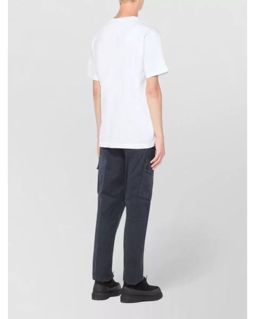 Stone Island White Logo Cotton Crew Neck Regular T Shirt for men