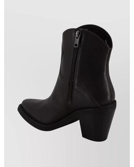 Ash Black Contemporary Short Leather Ankle Boots