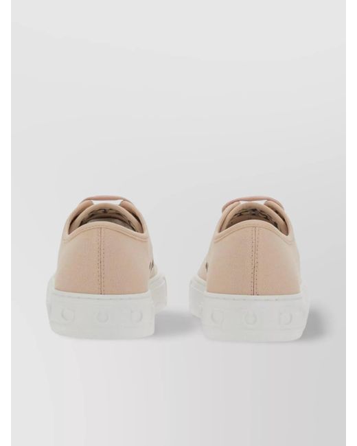 Ferragamo Natural Cotton Logo Low-Top Sneakers