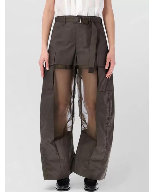 Sacai Multicolor Belted Cargo Shorts Sheer Panel Design