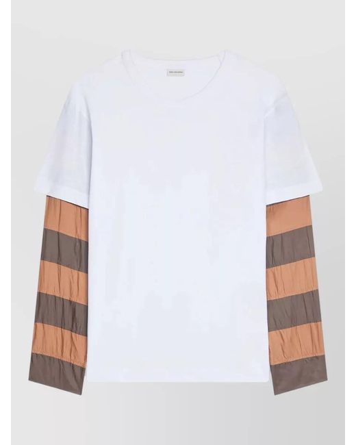 Dries Van Noten White Layered Long Sleeve Block Design T Shirt for men