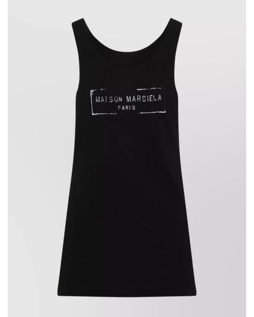 Maison Margiela Black Logo Print Sleeveless Tank Top