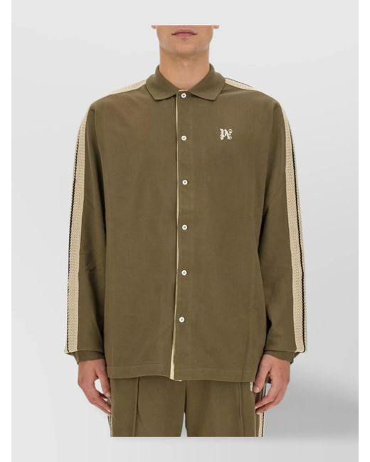 Palm Angels Green Regular-Fit Cotton Shirt for men