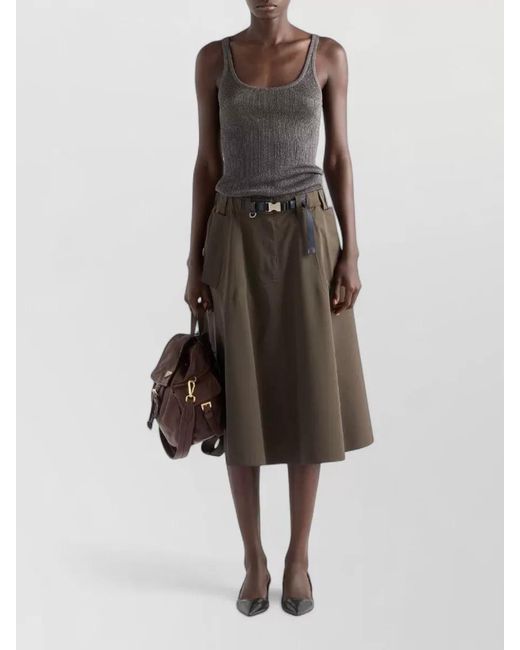 Prada Gray Technical Fabric A-Line Skirt
