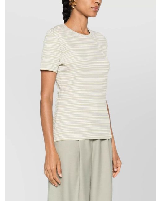 Filippa K White Striped Fine-Ribbed Organic Cotton T-Shirt